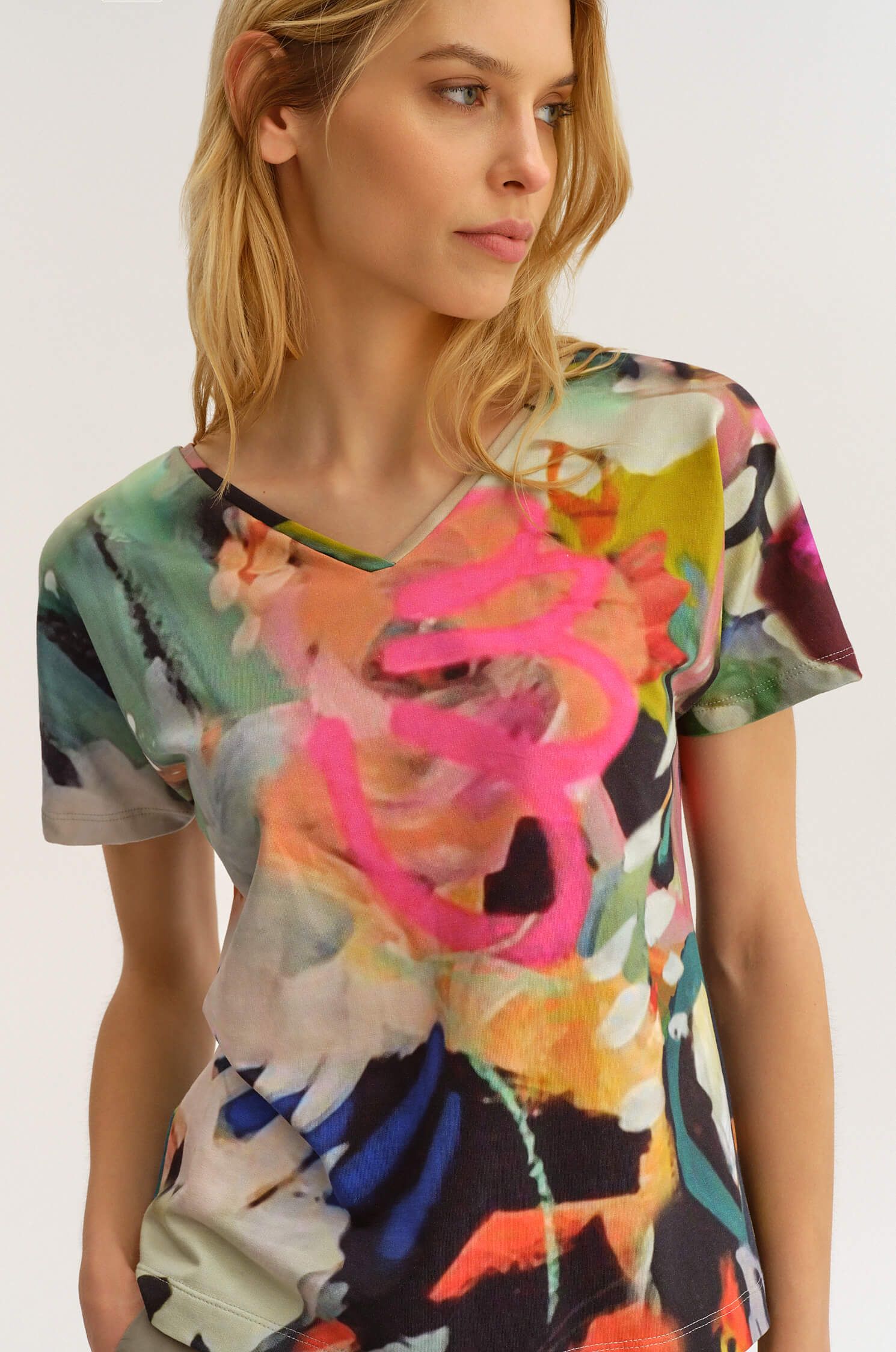 Trykotowa bluzka z kolorowym printem Solar Obraz 3